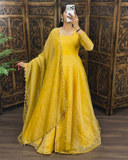 South Salsa Silk Gown with Dupatta