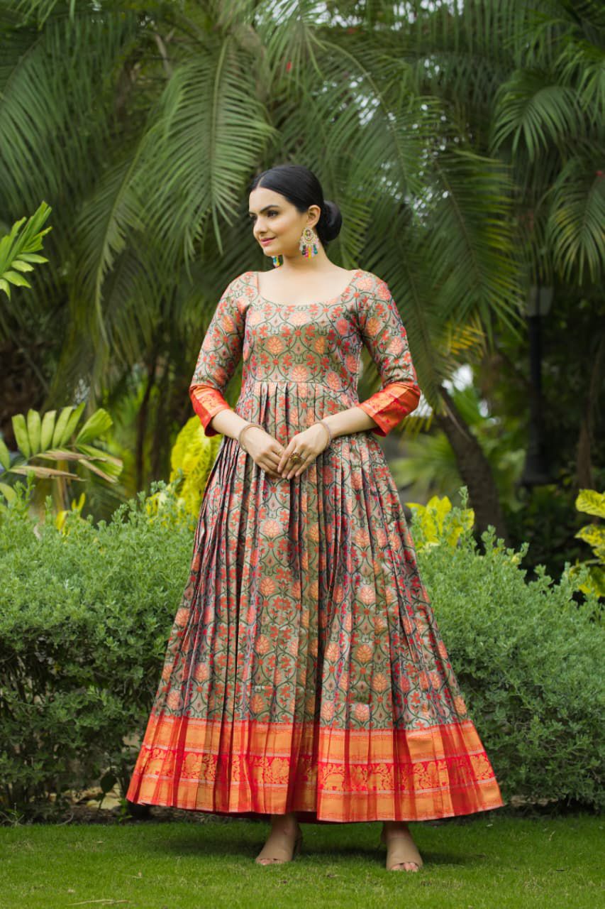 Wedding  semi Kanjivaram silk  long gowns