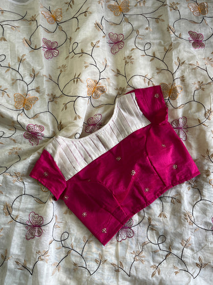 Chanderi saree with Designer stitched blouse
