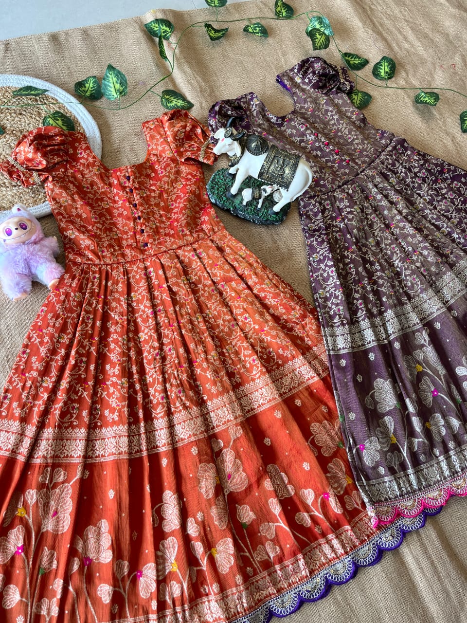 Gowns Silk panihari with zari weaving-Kids Gown