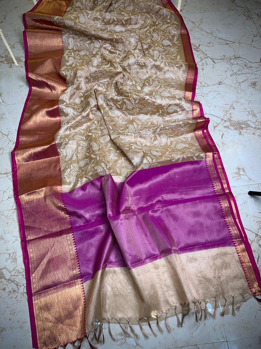 Banarasi tissue work embroidery saree