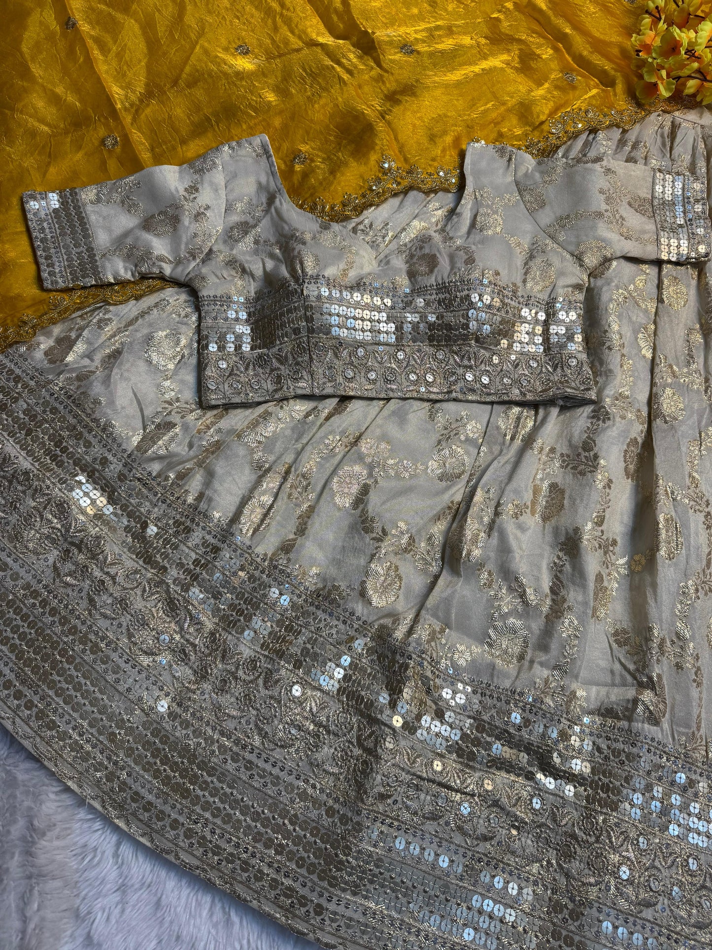 Simmer Silk séquence work Lehenga with stitched Blouse