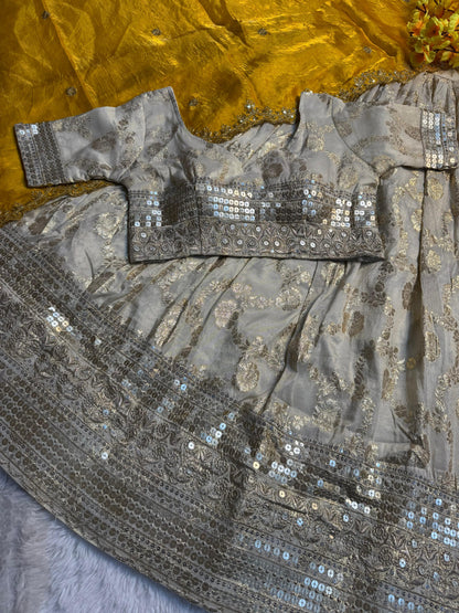 Simmer Silk séquence work Lehenga with stitched Blouse