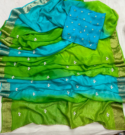 Pure Soft Chinnon Work Budget Sarees