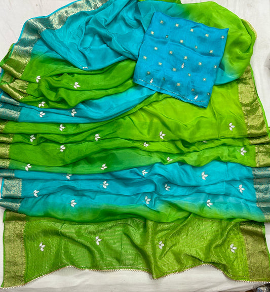 Pure Soft Chinnon Work Budget Sarees