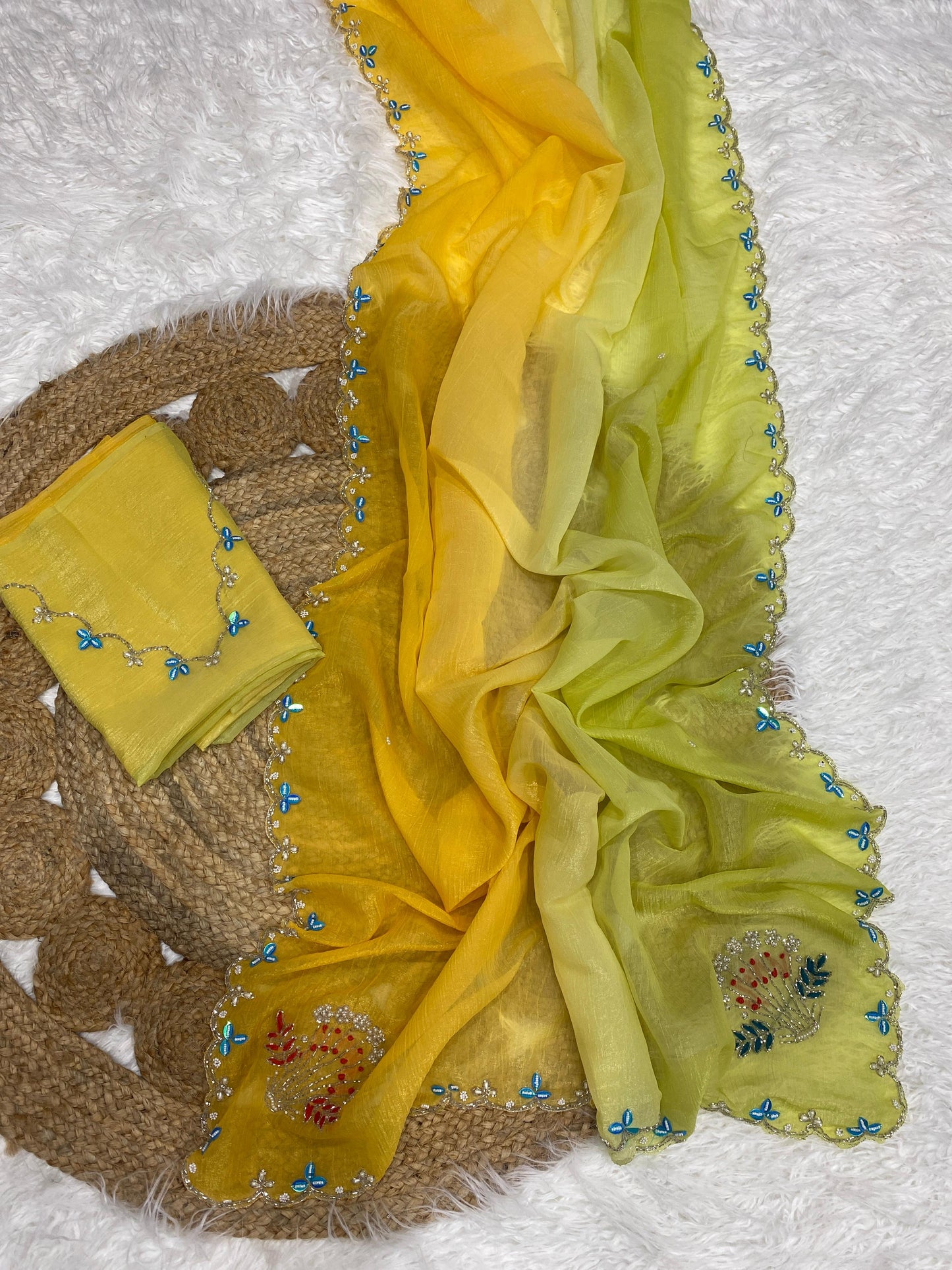 Crunchy silk trendy look party wear saree