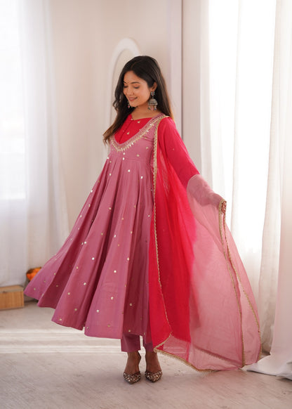 Anarkali 3 piece embroidered office set