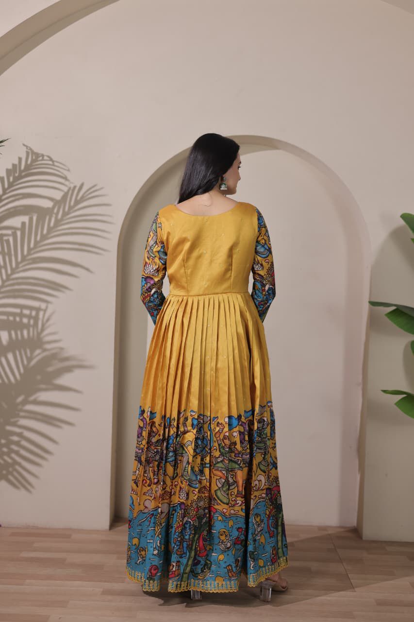 Elegant  PenKalamkari  Desginer Long Anarkali gowns
