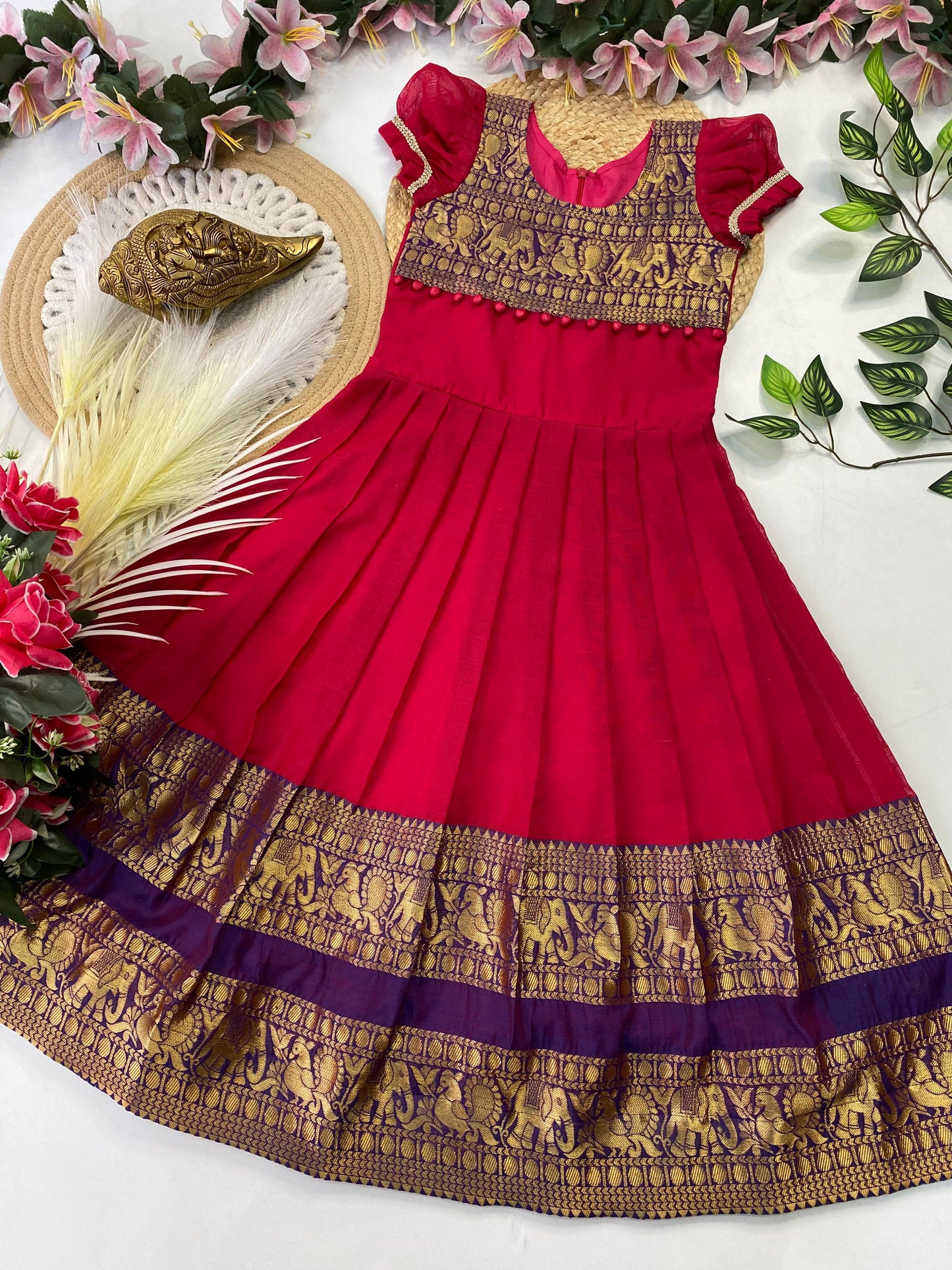 Kids Narayapet silk pattu gowns