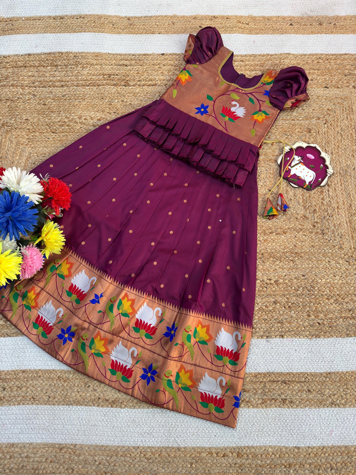 Kids cute paithani temple wear sets