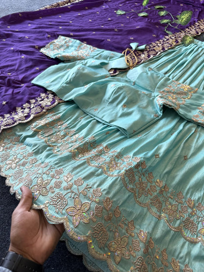 Bloom viscose tissue Designer lehenga