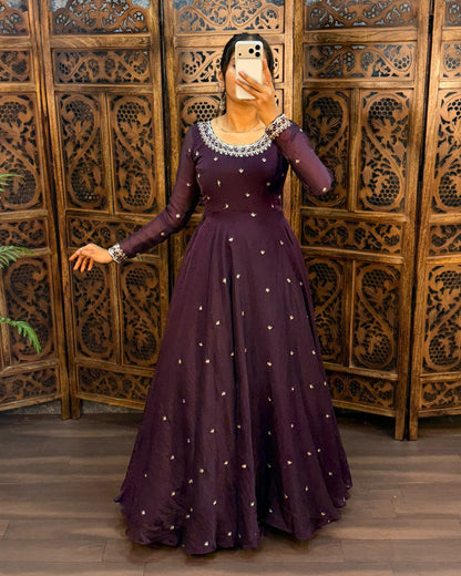 South style silk gown with dupatta