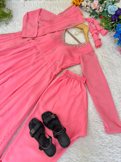 Georgette Gown with pant , Dupatta