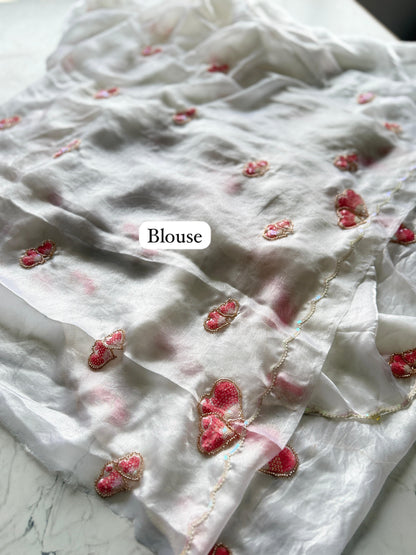 Trending space silk heart bits fendi silk saree