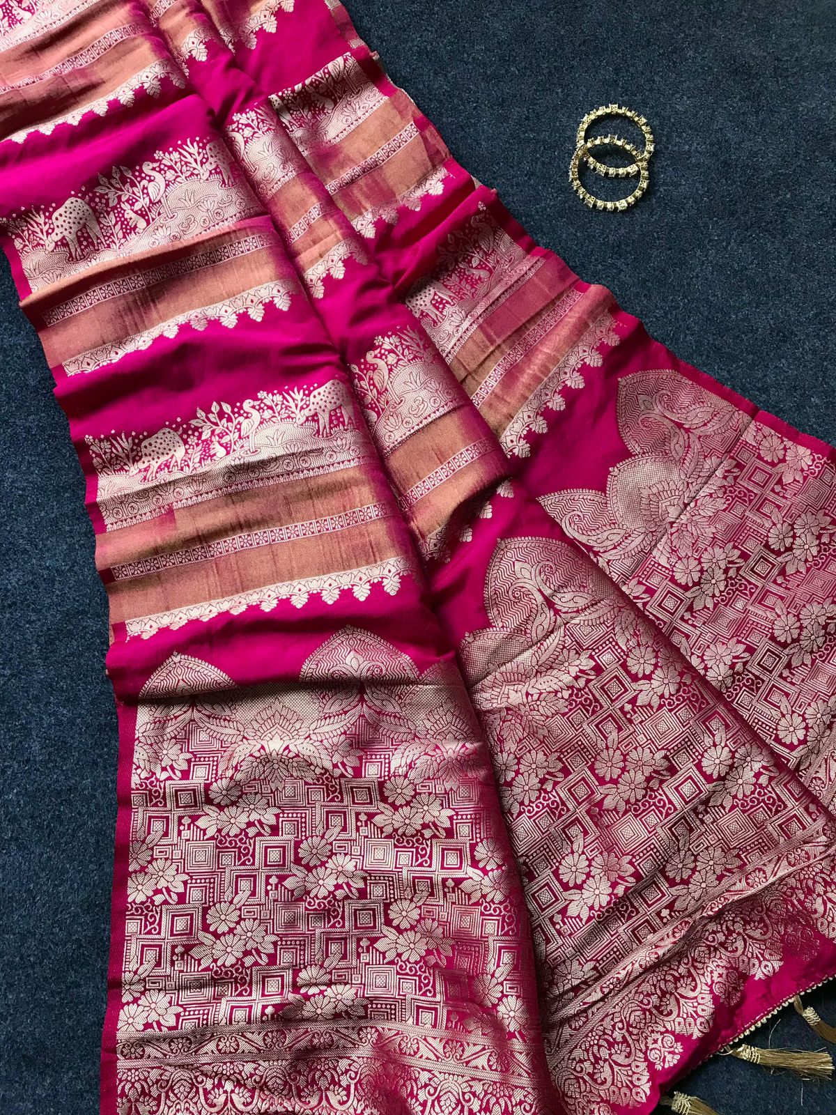 Trendy Khadi Georgette semi soft saree