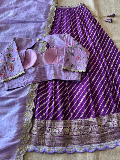 Khadi Lehnags with Stitched Blouse set for party wear