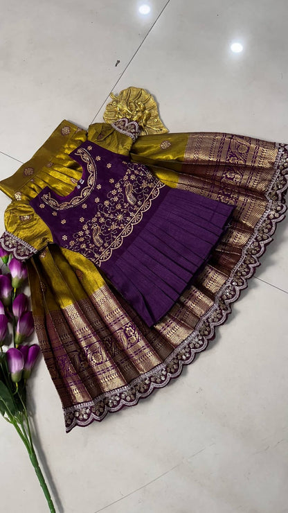 Kids cute  zari weaving work sets