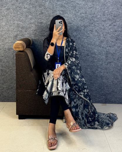 Kalamkari khalahasti  kota chex kurti with kalamkari dupatta
