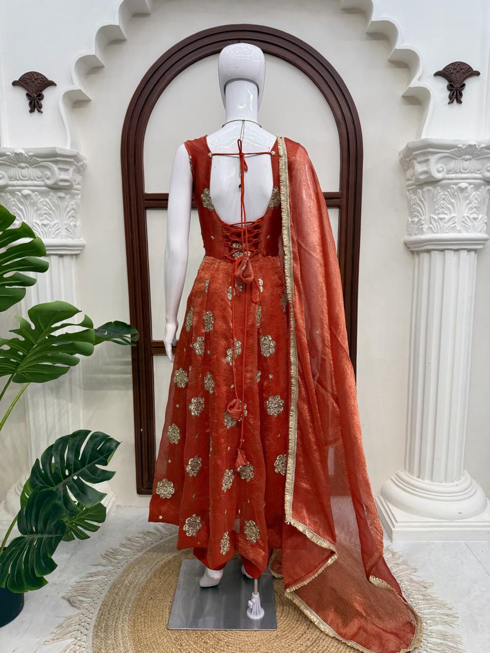 Effortless charm anarkali 3 pieces set