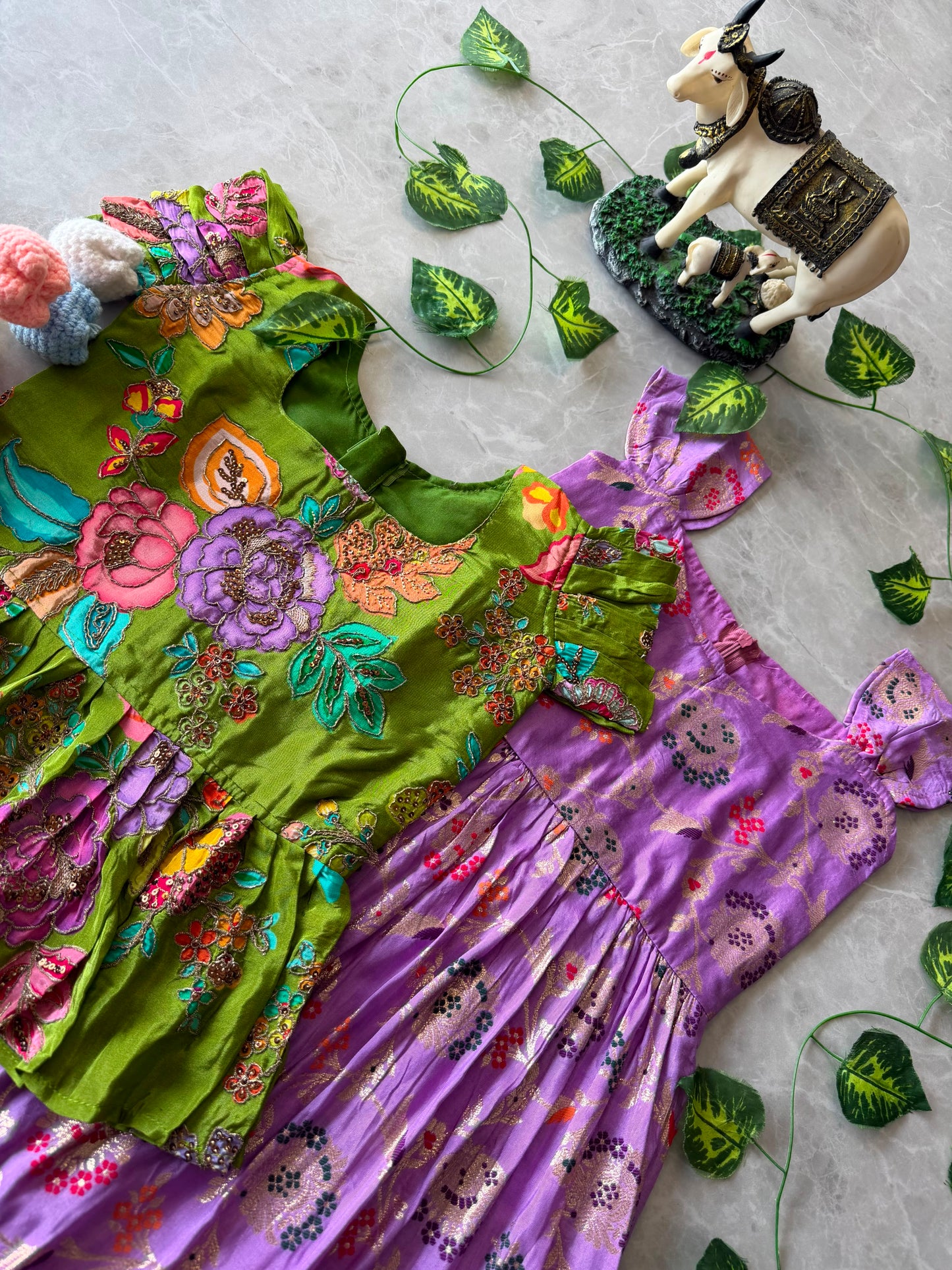 Soft Dola silk 2 in one kids gowns