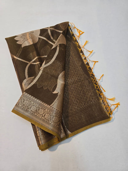 Banarasi mul cotton silk jaal pattern sarees