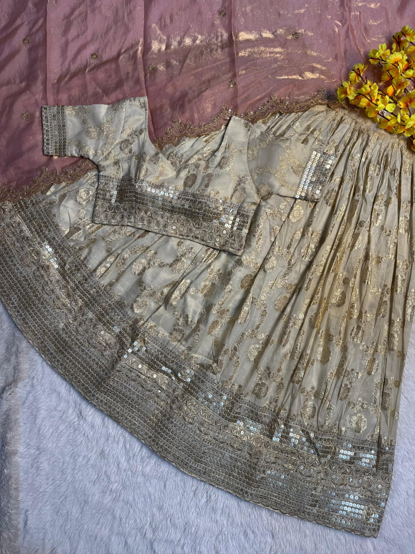 Simmer Silk séquence work Lehenga with stitched Blouse