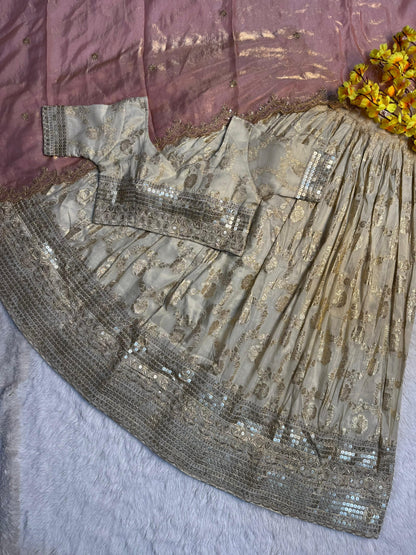 Simmer Silk séquence work Lehenga with stitched Blouse