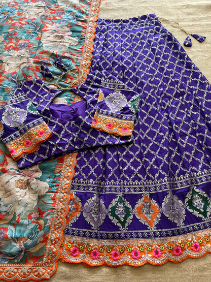 Silk Lehenga with stiched blouse