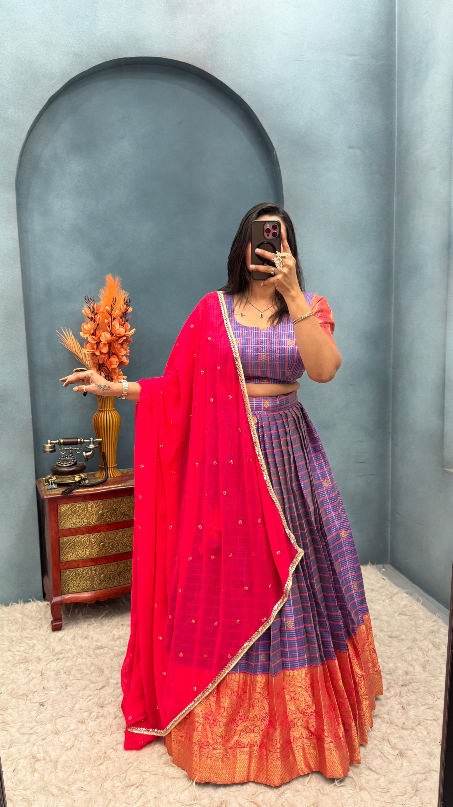 Khushi Kapoor Kanjivaram checks Lehenga set