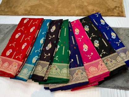 Semi pattu georgette Katan silk saree