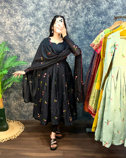 Kalayani Anarkali Mul Chanderi gowns