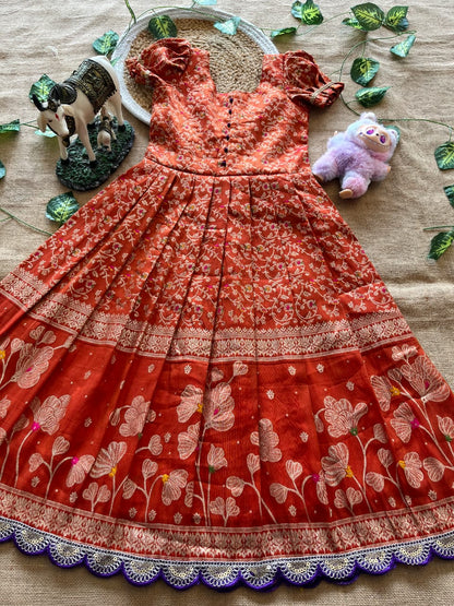 Gowns Silk panihari with zari weaving-Kids Gown