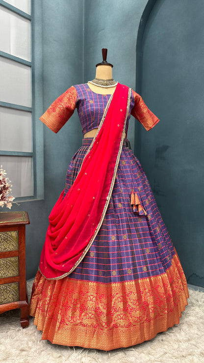 Khushi Kapoor Kanjivaram checks Lehenga set