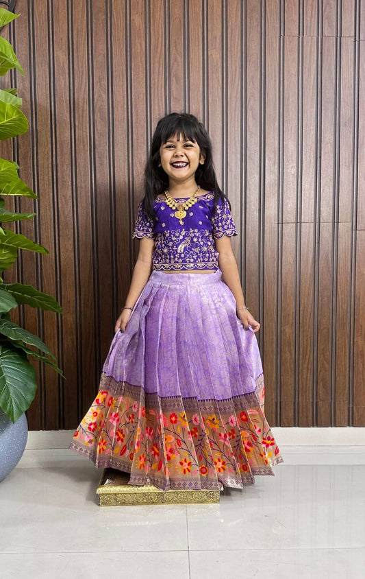 Kids cute weaving zari paithani embroidered sets