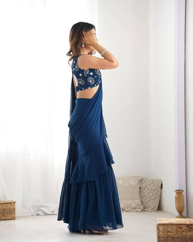 Ready to wear sharara saree with stitched blouse