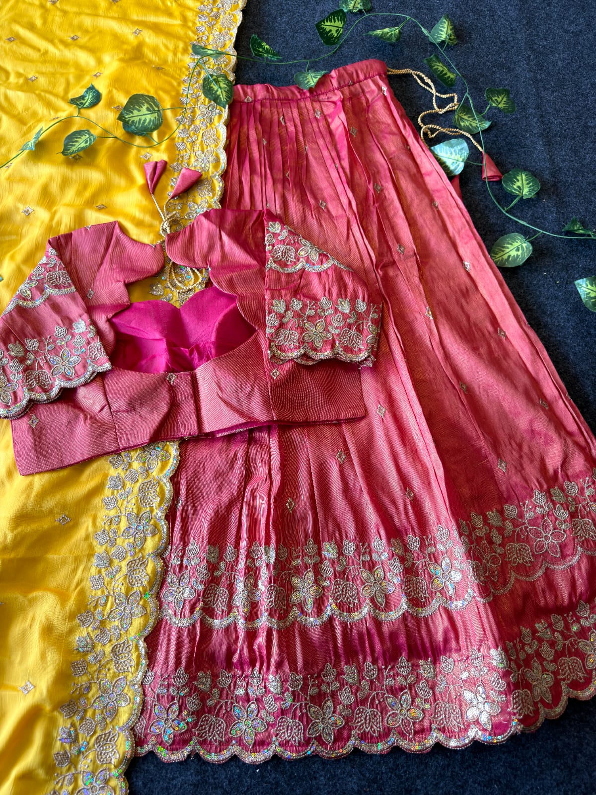 Bloom viscose tissue Designer lehenga