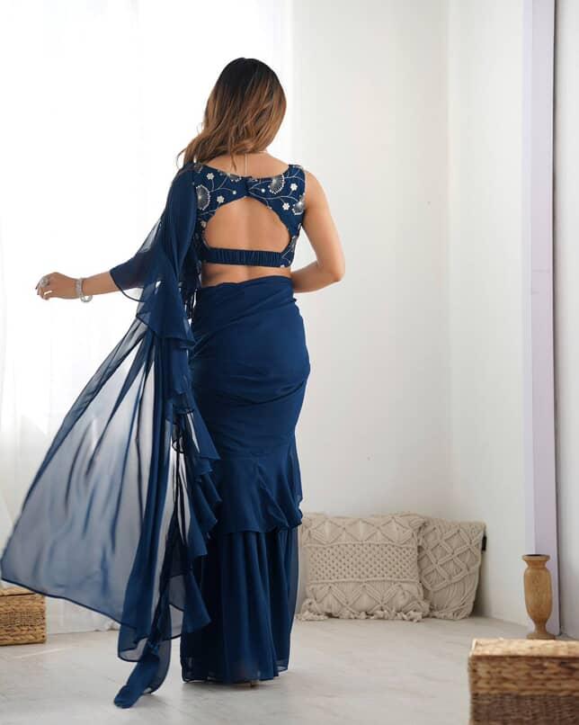 Ready to wear sharara saree with stitched blouse
