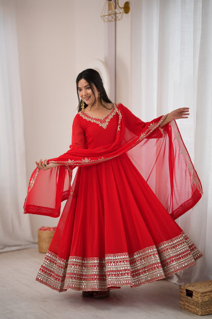 Georgette Anarkali beautiful Mirror Embroidery sequence gowns