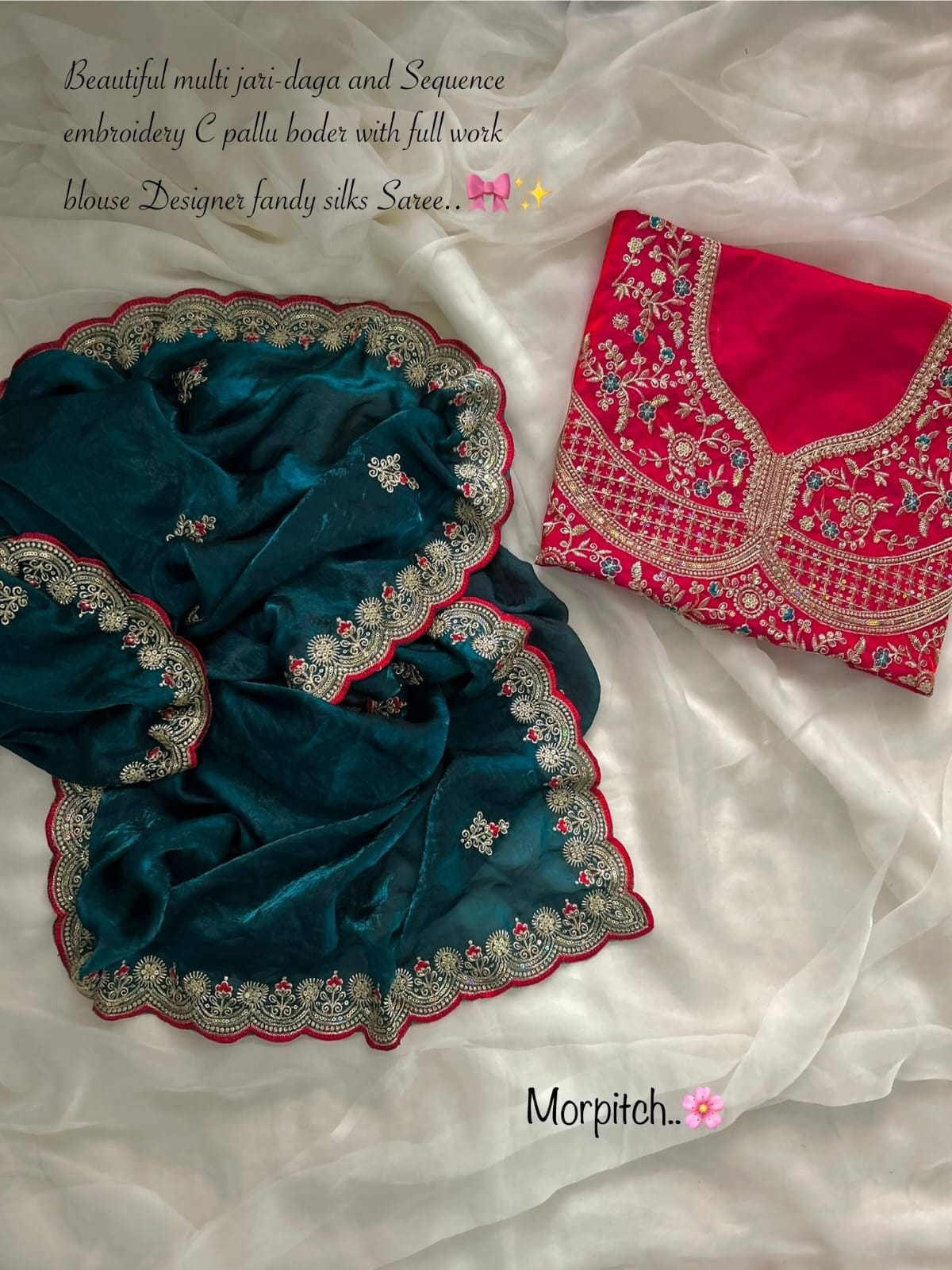 Budget fancy silk Designer work saree