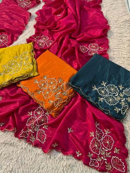 Trendy Handwork Desginer Kanta Sarees