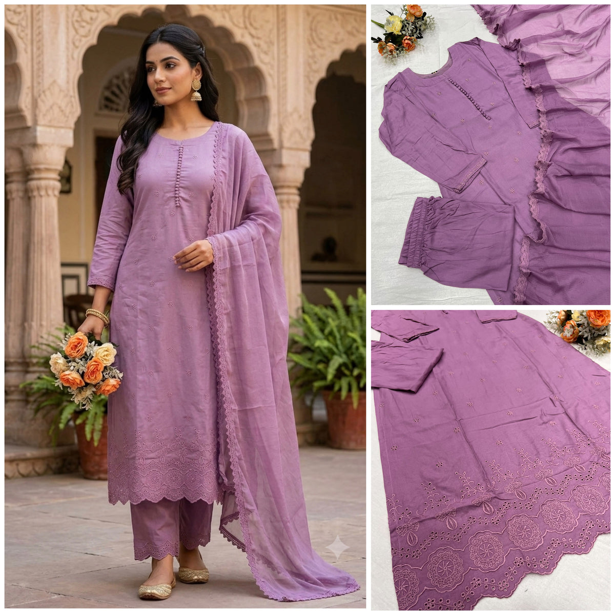 New Designers pastel colour Kurti Pant Dupatta Set
