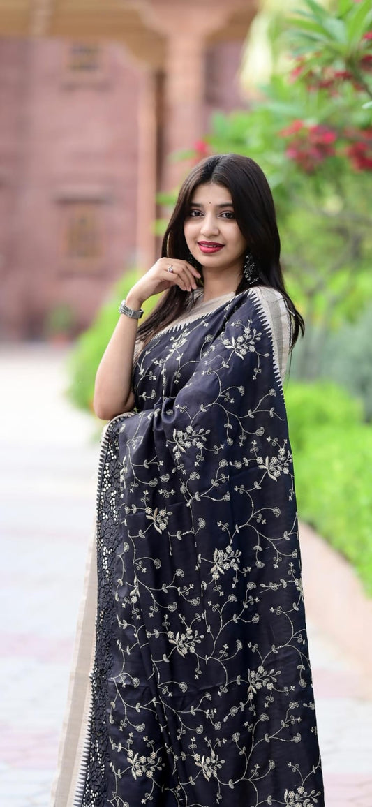 Saree tusser cotton blouse tusser zari jacquard