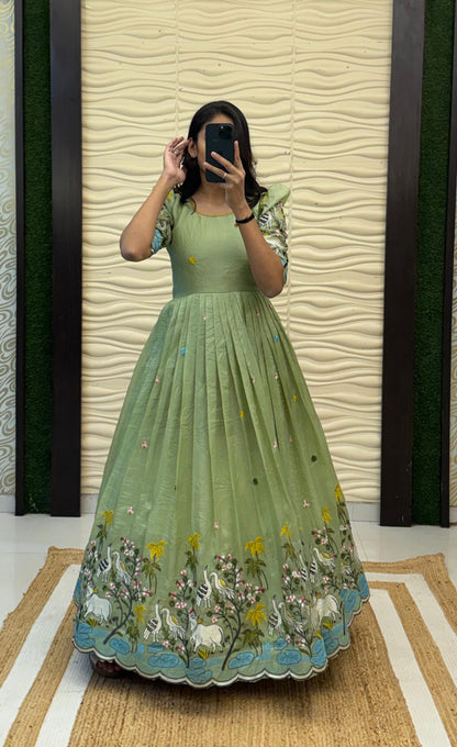 Soft crush pichwai classic gowns