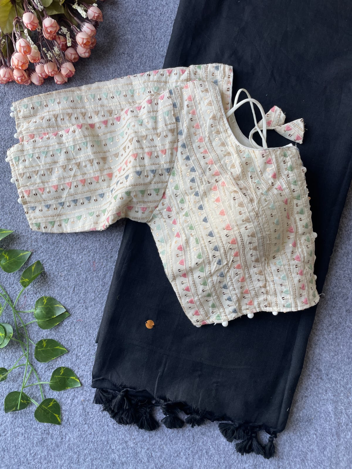 Khadi Cotton with stitched blouse