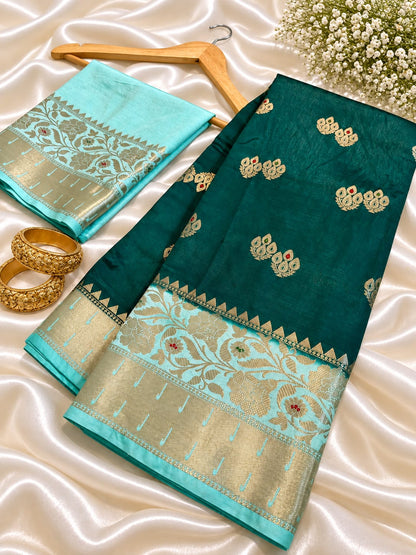 Juhmki series Banarasi katan soft silk sarees