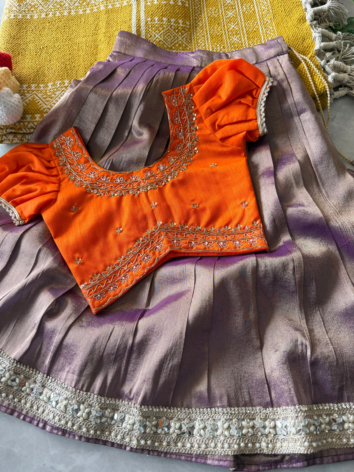 Kanjivaram Maggam Kids Dress Cute Sets