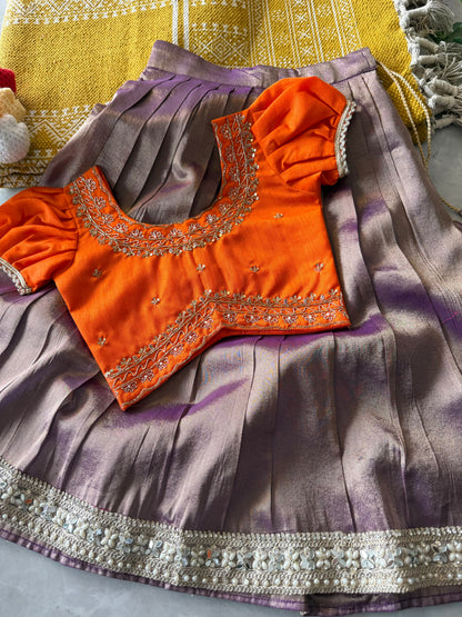 Kanjivaram Maggam Kids Dress Cute Sets