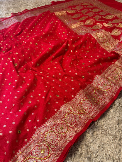 Semi pattu style semi Khadi Kayan Georgette saree