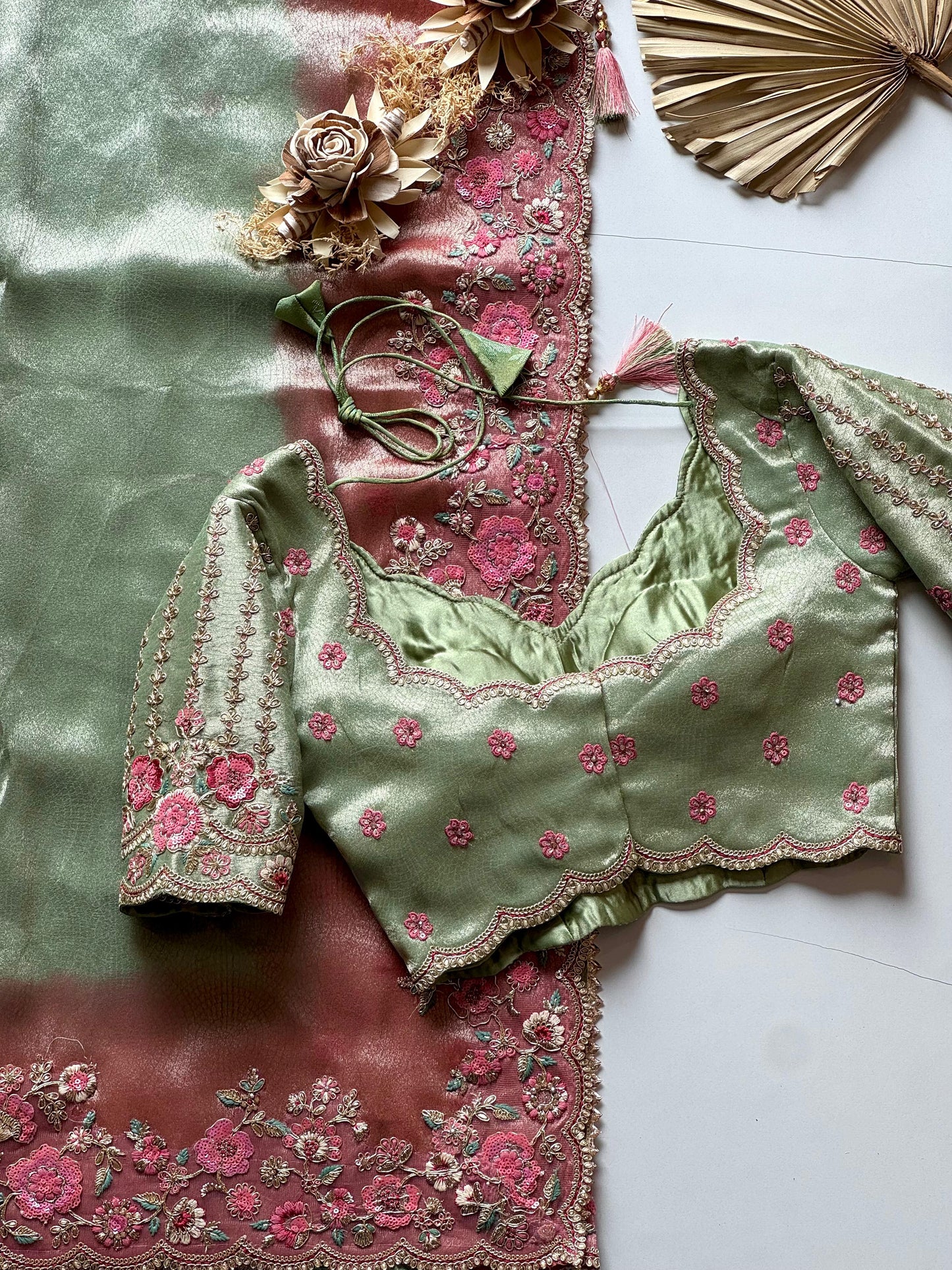 Luxe Pure Soft Mung Silk Saree with Designer Stitched  blouse