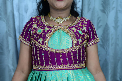 Kids festival pure maggam semi Kanchipuram set